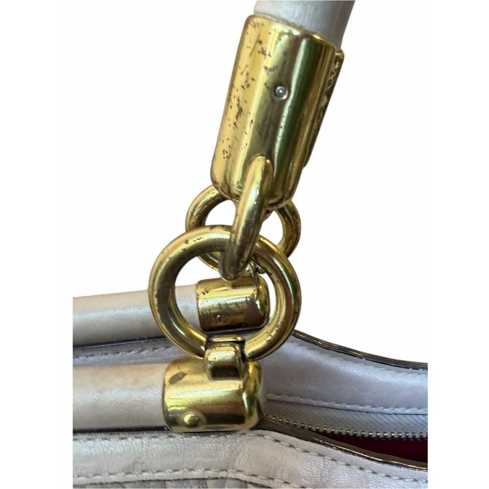 Coach 1302-21281 Ivory Gathered Leather Satchel Shoulder Bag Gold Hardware - Picture 10 of 16